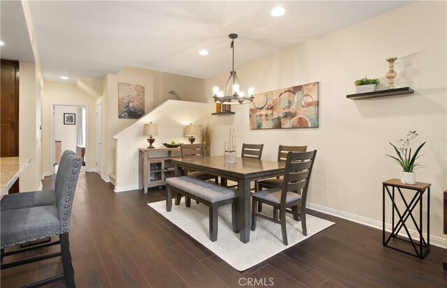 615 Rockefeller, Irvine, CA 92612 - dining space with recessed lighting, a chandelier, and dark wood-style floors