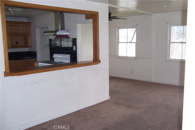 1208 W 23rd St, San Bernardino, CA 92405 - unfurnished living room featuring carpet and ceiling fan