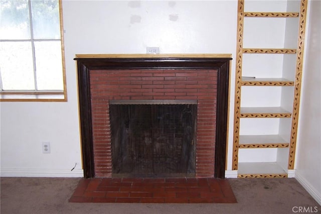 1208 W 23rd St, San Bernardino, CA 92405 - detailed view of a fireplace with flush hearth and carpet