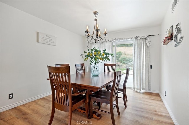 710 W Country Hills Dr W, La Habra, CA 90631 - dining room featuring light wood-style floors, baseboards, a notable chandelier, and visible vents