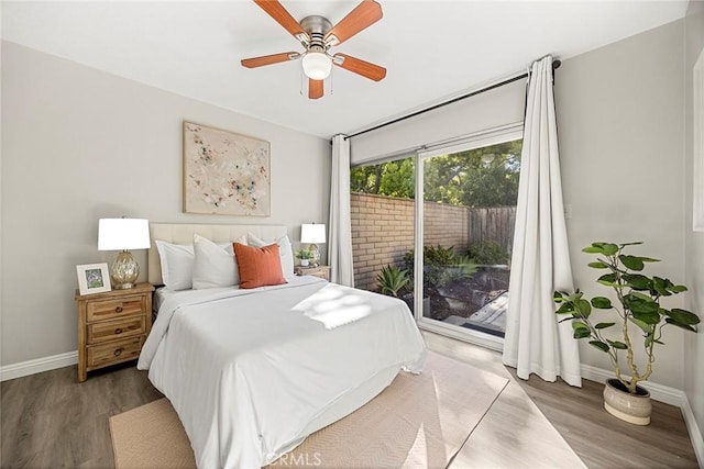 28 Brisbane Way, Irvine, CA 92612 - bedroom featuring access to outside, wood finished floors, and ceiling fan