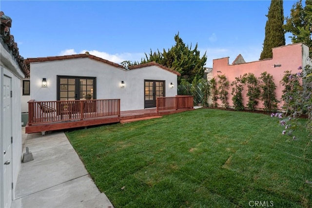 3649 Mount Vernon Dr, View Park, CA 90008 - view of yard featuring french doors and a deck