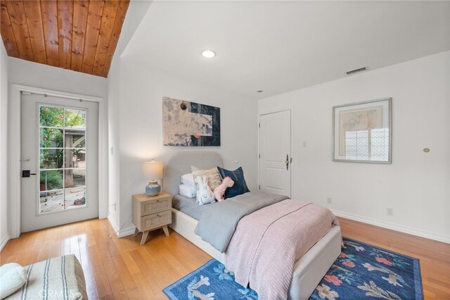 3569 Kelton Ave, Los Angeles, CA 90034 - bedroom with access to exterior, light wood-style floors, baseboards, and recessed lighting