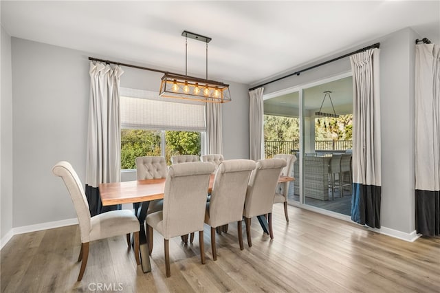 dining room featuring baseboards and wood finished floors