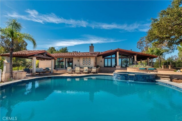 23815 Park Belmonte, Calabasas, CA 91302 - view of pool featuring a gazebo, a patio, a pool with connected hot tub, and outdoor lounge area