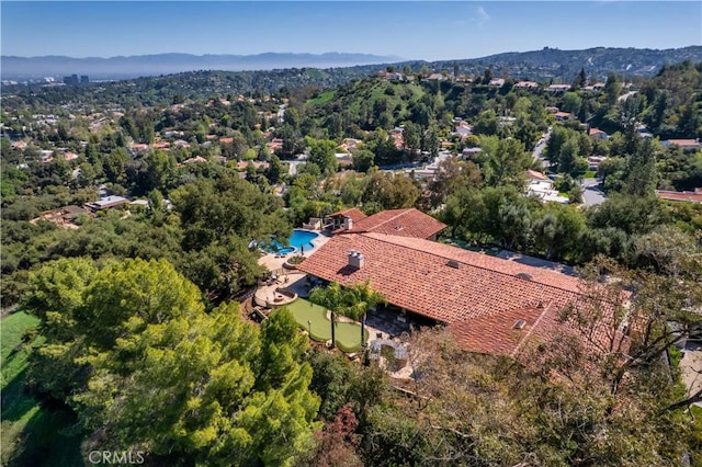 23815 Park Belmonte, Calabasas, CA 91302 - aerial view of property and surrounding area featuring a mountainous background