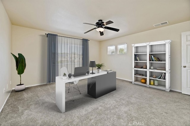 23403 Mountain Song, Murrieta, CA 92562 - office area with visible vents, ceiling fan, carpet, and baseboards