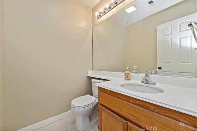 23403 Mountain Song, Murrieta, CA 92562 - bathroom with visible vents, baseboards, toilet, vanity, and tile patterned floors