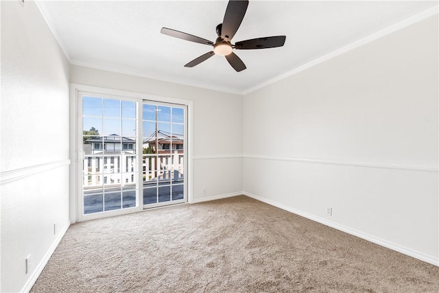 10022 Bismark Dr, Huntington Beach, CA 92646 - carpeted spare room with a ceiling fan, crown molding, and baseboards