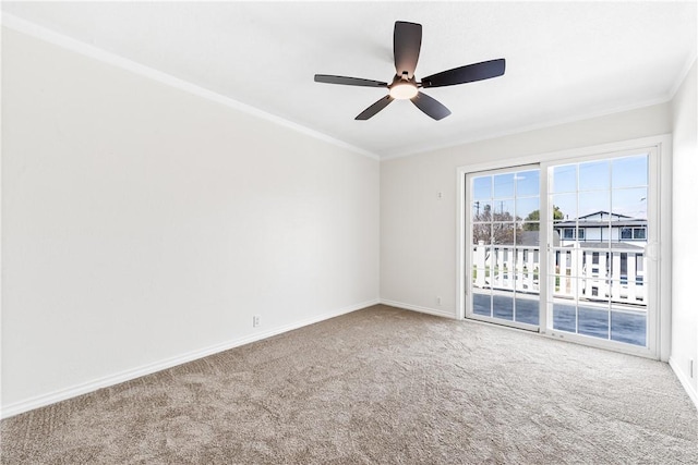 10022 Bismark Dr, Huntington Beach, CA 92646 - carpeted empty room with baseboards, ceiling fan, and crown molding