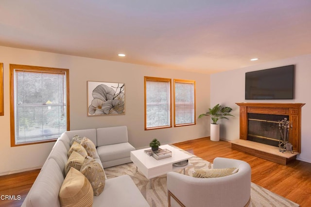 4558 Jessica Dr, Los Angeles, CA 90065 - living area with recessed lighting, light wood-style flooring, and a glass covered fireplace