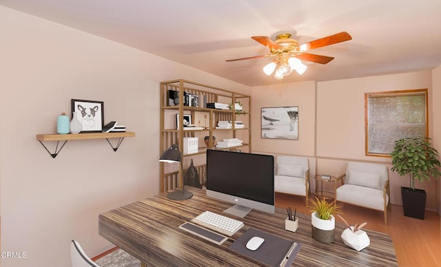 4558 Jessica Dr, Los Angeles, CA 90065 - home office featuring ceiling fan and wood finished floors