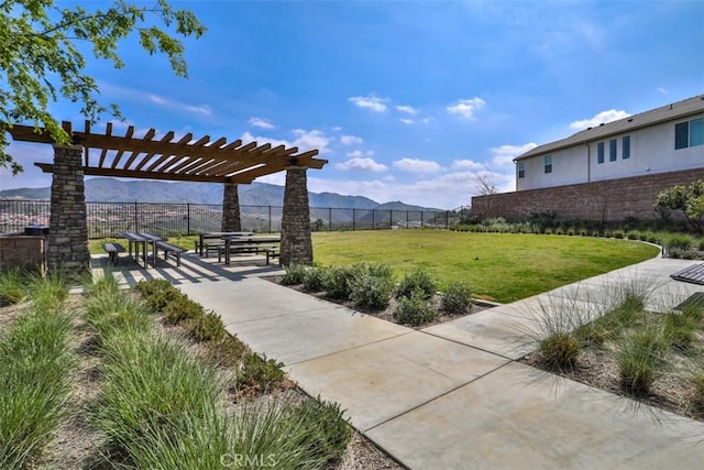 24307 Juni Ct, Corona, CA 92883 - view of yard with a pergola and a mountain view