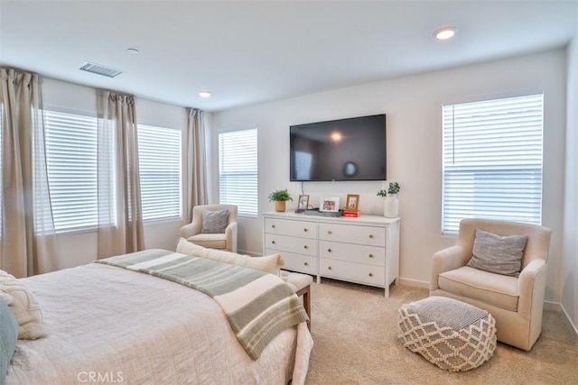 24307 Juni Ct, Corona, CA 92883 - bedroom featuring light carpet, multiple windows, recessed lighting, and baseboards