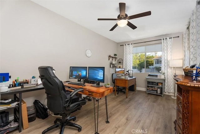 5 Creek View Rd, Coto De Caza, CA 92679 - office area with a ceiling fan and wood finished floors