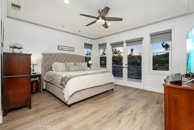 5 Creek View Rd, Coto De Caza, CA 92679 - bedroom with access to outside, light wood-style floors, crown molding, and multiple windows