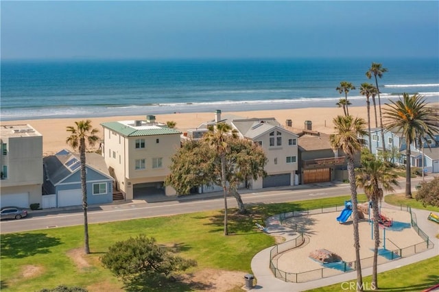 property view of water featuring a residential view and a view of the beach