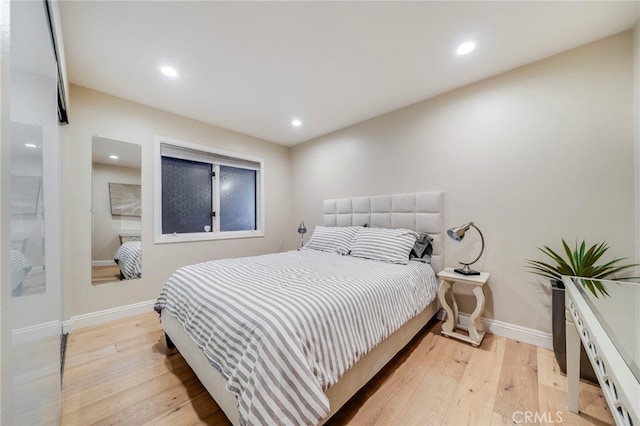 247 Calliope St, Laguna Beach, CA 92651 - bedroom featuring light wood-style flooring, baseboards, and recessed lighting