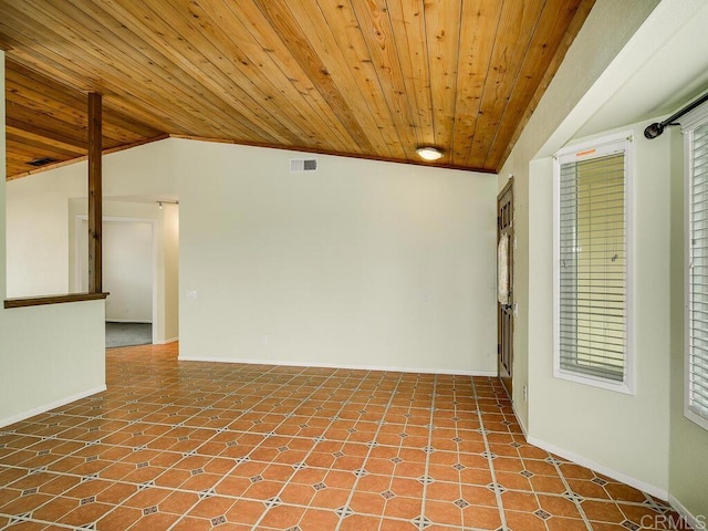 950 E Elder St, Fallbrook, CA 92028 - spare room featuring wood ceiling, baseboards, vaulted ceiling, and healthy amount of natural light