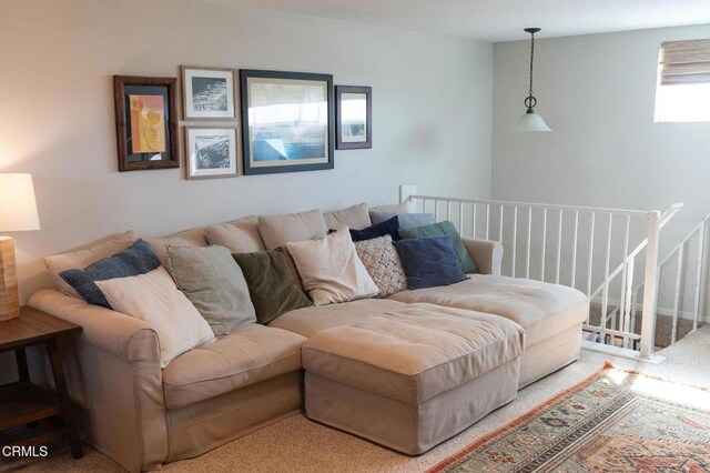 view of carpeted living area