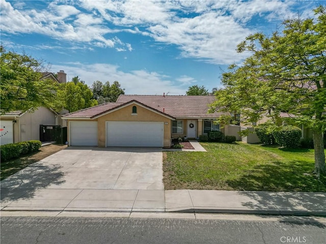 831 Kilmarnock Way, Riverside, CA 92508 - single story home with an attached garage, a tiled roof, stucco siding, and a front yard