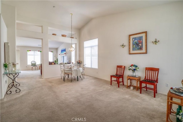 831 Kilmarnock Way, Riverside, CA 92508 - sitting room with lofted ceiling, carpet flooring, baseboards, and plenty of natural light