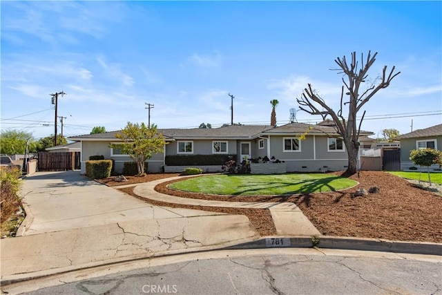 781 E Navilla Pl, Covina, CA 91723 - ranch-style home with driveway, a front yard, fence, and stucco siding