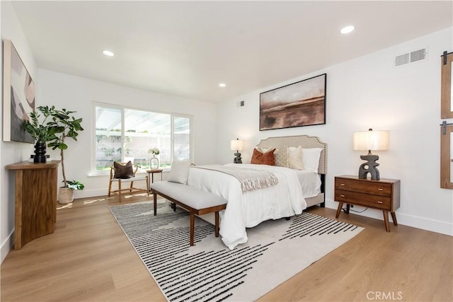 781 E Navilla Pl, Covina, CA 91723 - bedroom featuring visible vents, baseboards, light wood finished floors, and recessed lighting