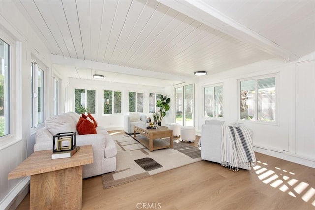781 E Navilla Pl, Covina, CA 91723 - sunroom / solarium featuring wooden ceiling, a healthy amount of sunlight, wood finished floors, and beam ceiling