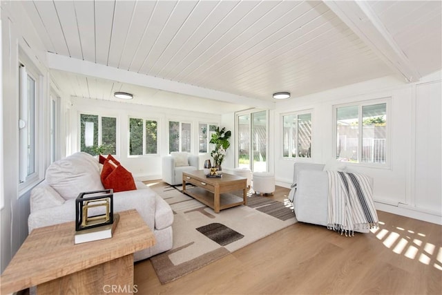 781 E Navilla Pl, Covina, CA 91723 - sunroom / solarium featuring wood ceiling, wood finished floors, and beam ceiling
