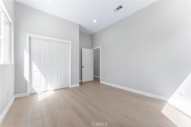 17841 Buena Vista Ave, Yorba Linda, CA 92886 - unfurnished bedroom featuring light wood-type flooring, a closet, and recessed lighting