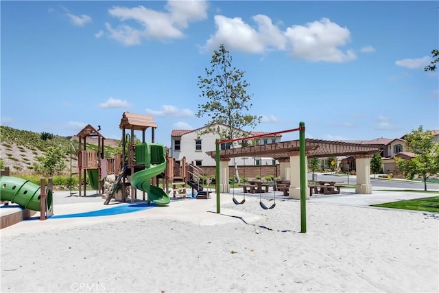 community playground featuring a pergola