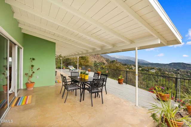 675 Mount Wilson Trl, Sierra Madre, CA 91024 - view of patio / terrace with a mountain view and outdoor dining area