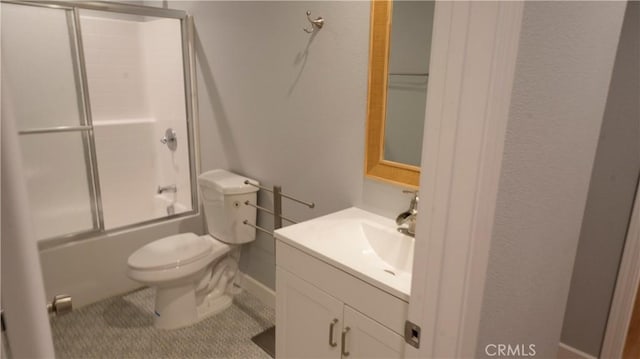 14610 Appleton St, Hesperia, CA 92345 - bathroom featuring toilet, vanity, combined bath / shower with glass door, and baseboards