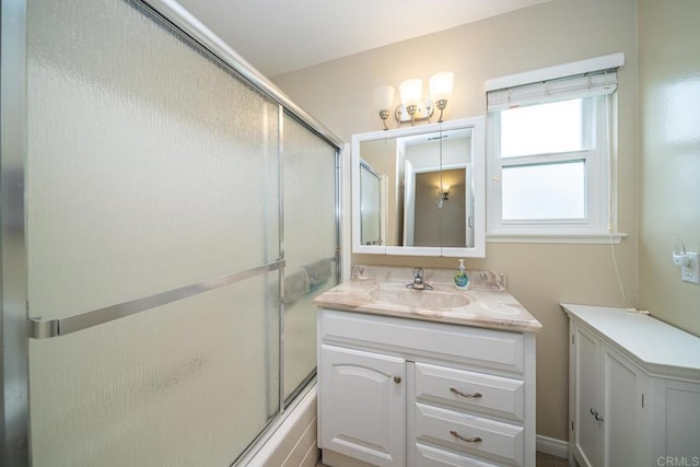 3567 Boussock Ln, Oceanside, CA 92057 - bathroom with vanity and bath / shower combo with glass door