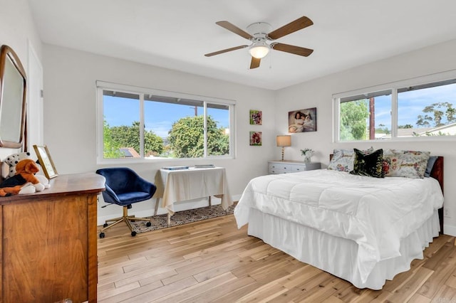 bedroom with light wood-style flooring