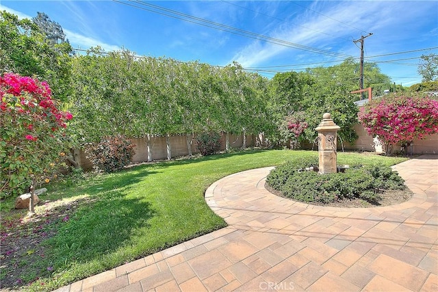 view of yard featuring a fenced backyard