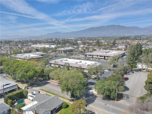 bird's eye view with a mountain view