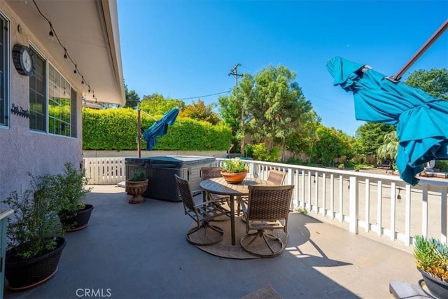1040 Par Ave, Paso Robles, CA 93446 - view of patio / terrace featuring a hot tub and outdoor dining area