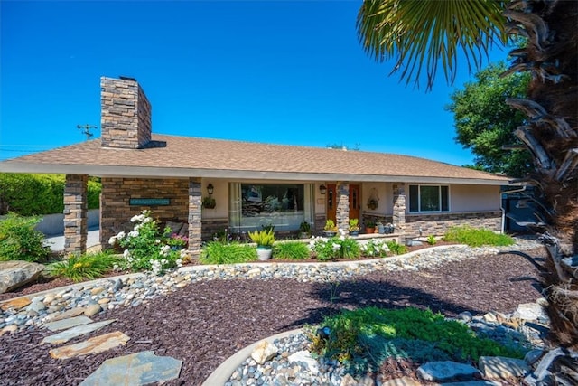 1040 Par Ave, Paso Robles, CA 93446 - ranch-style house featuring stone siding, a chimney, and stucco siding