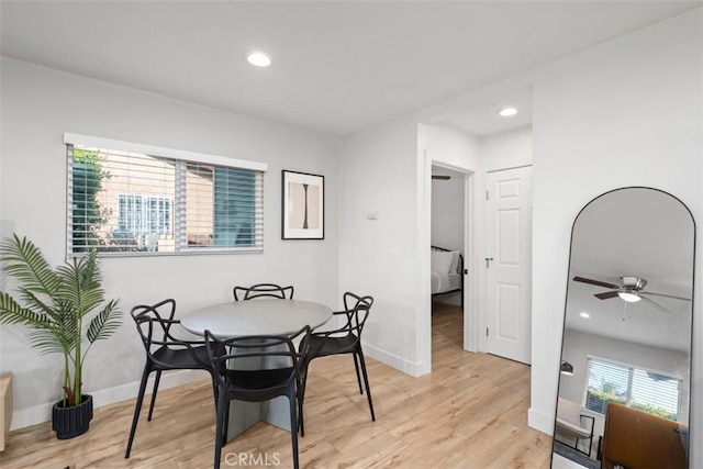 1727 W 59th Pl, Los Angeles, CA 90047 - dining room featuring light wood-type flooring, recessed lighting, and ceiling fan