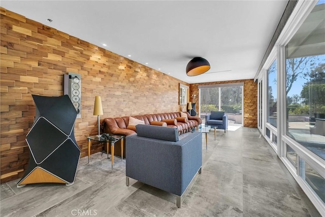 14084 Bronte Dr, Whittier, CA 90602 - living room featuring recessed lighting and finished concrete floors