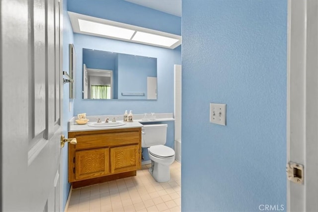 19189 San Jacinto Way, Apple Valley, CA 92308 - full bathroom featuring a textured wall, tile patterned flooring, vanity, and toilet