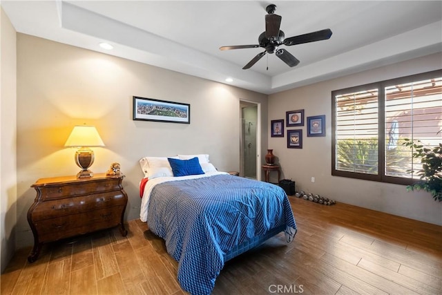 9 Via Haciendas, Rancho Mirage, CA 92270 - bedroom with a tray ceiling, wood finished floors, and recessed lighting