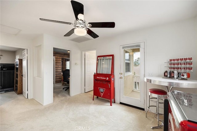 37794 Amber Ln, Murrieta, CA 92562 - interior space with light carpet, ceiling fan, and visible vents