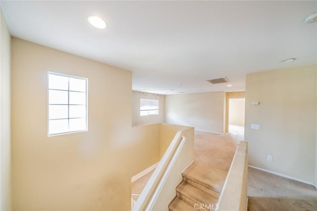 35317 Trevino Trl, Beaumont, CA 92223 - stairway featuring baseboards, visible vents, and carpet