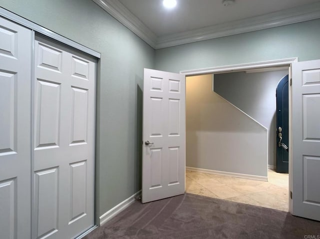 2668 Escala Cir, San Diego, CA 92108 - hall with crown molding, carpet flooring, and baseboards