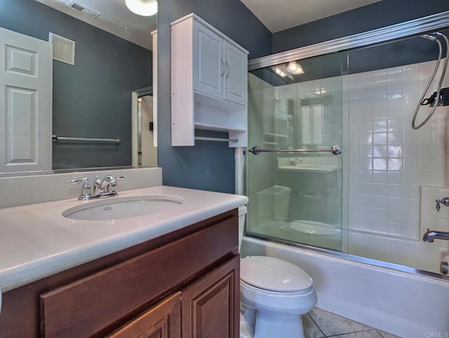 2668 Escala Cir, San Diego, CA 92108 - full bath with visible vents, tile patterned flooring, shower / bath combination with glass door, and vanity