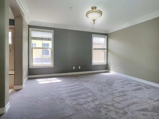 2668 Escala Cir, San Diego, CA 92108 - carpeted spare room featuring a wealth of natural light, crown molding, and arched walkways