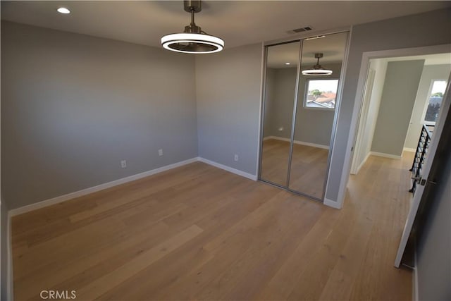 23408 Dorset Pl, Harbor City, CA 90710 - unfurnished dining area with baseboards, light wood-style floors, visible vents, and recessed lighting